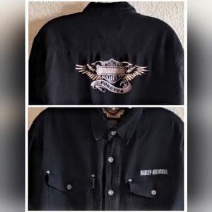Harley-Davidson VINTAGE '02 100% Cotton Embroidered Eagle Patch Black Shacket L